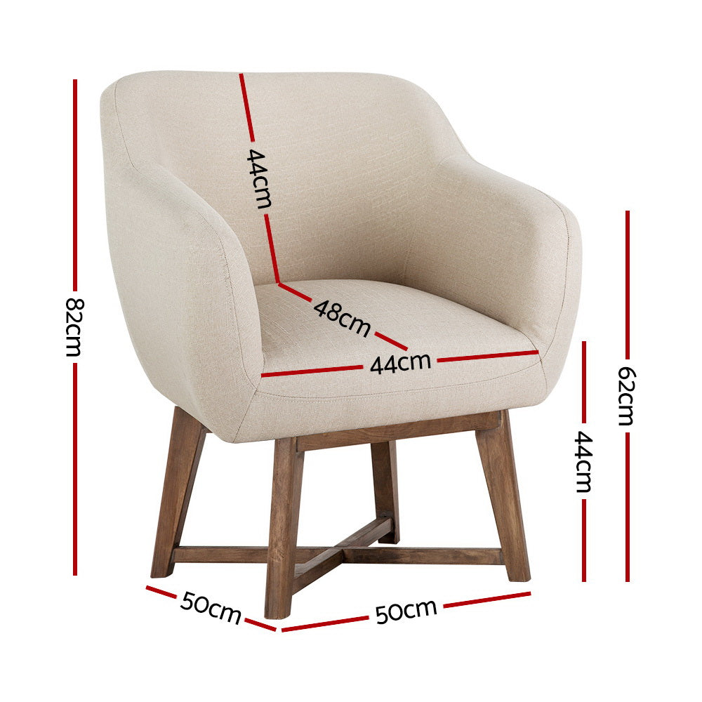 Artiss Fabric Tub Lounge Armchair - Beige - Cosy Abode