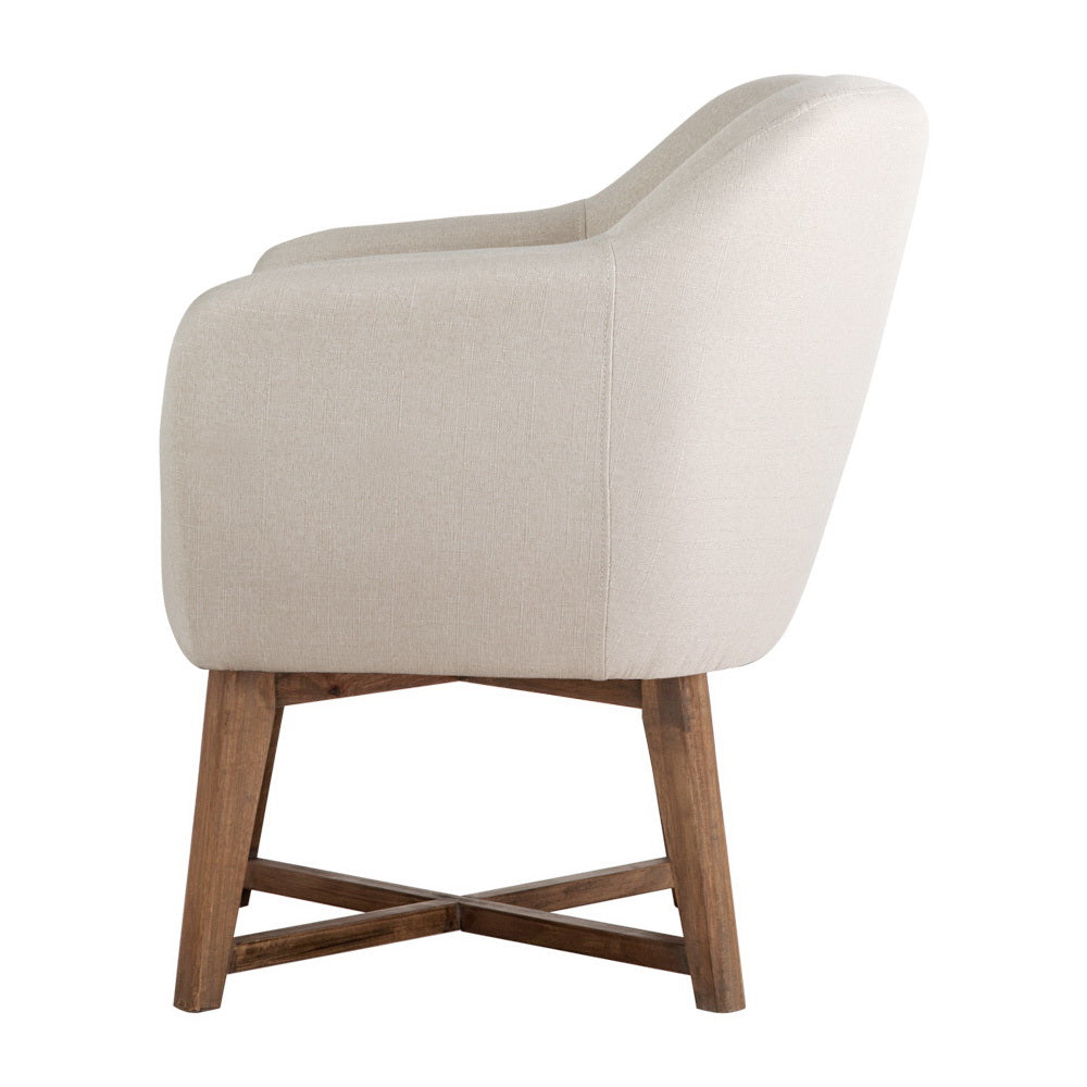 Artiss Fabric Tub Lounge Armchair - Beige - Cosy Abode