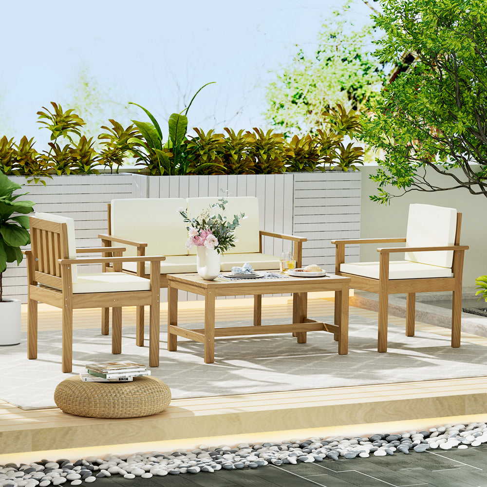 Gardeon 4-Piece Outdoor Sofa Set Wooden Couch Lounge Setting - Cosy Abode