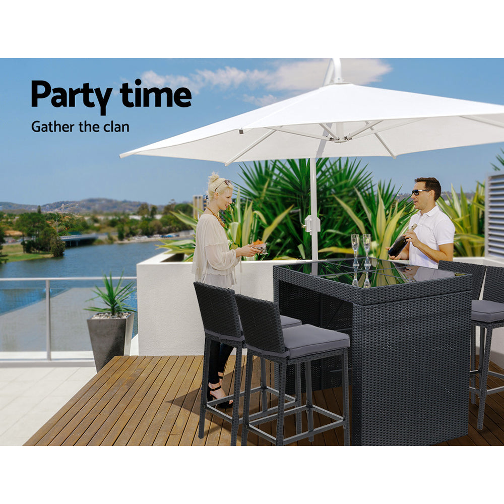 Gardeon 5-Piece Outdoor Bar Set Dining Table Stools Wicker Patio Setting - Cosy Abode