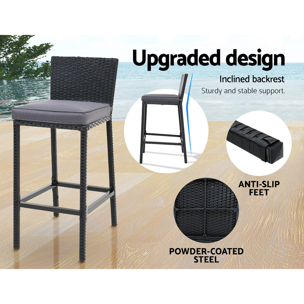 Gardeon 5-Piece Outdoor Bar Set Dining Table Stools Wicker Patio Setting - Cosy Abode
