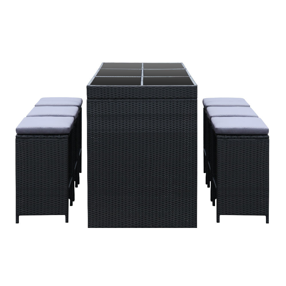Gardeon 7-Piece Outdoor Bar Set Dining Table Stools Wicker Patio Setting - Cosy Abode
