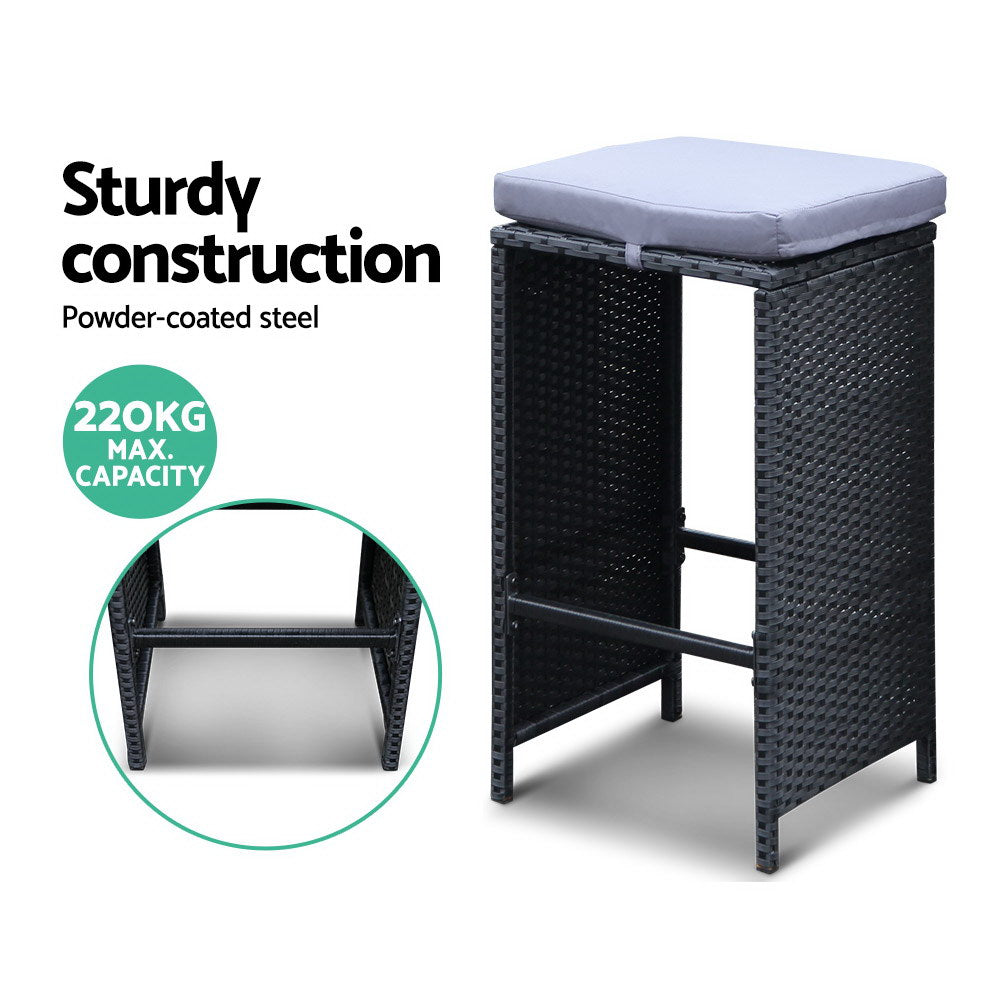 Gardeon 7-Piece Outdoor Bar Set Dining Table Stools Wicker Patio Setting - Cosy Abode