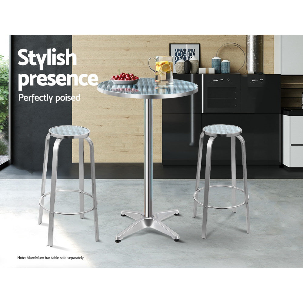 Gardeon 2-Piece Outdoor Bar Stools Patio Indoor Bistro Aluminum Chairs - Cosy Abode