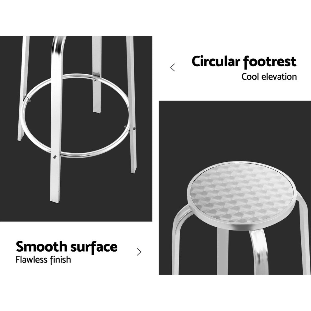 Gardeon 2-Piece Outdoor Bar Stools Patio Indoor Bistro Aluminum Chairs - Cosy Abode