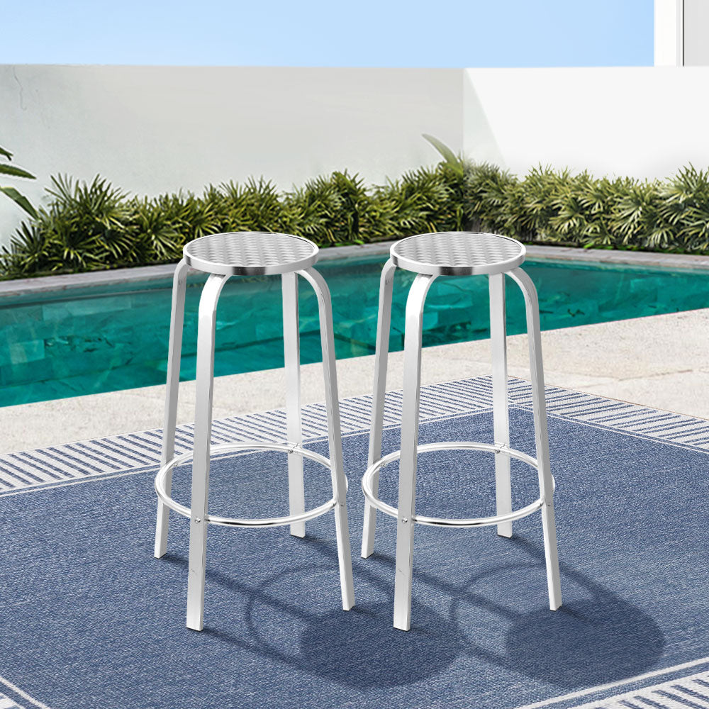 Gardeon 2-Piece Outdoor Bar Stools Patio Indoor Bistro Aluminum Chairs - Cosy Abode