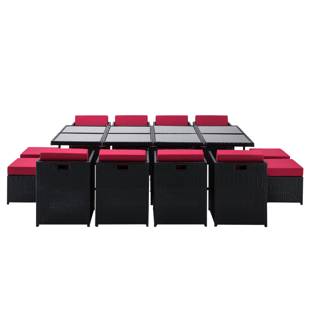 Gardeon Outdoor Dining Set 13 Piece Wicker Table Chairs Setting Black - Cosy Abode