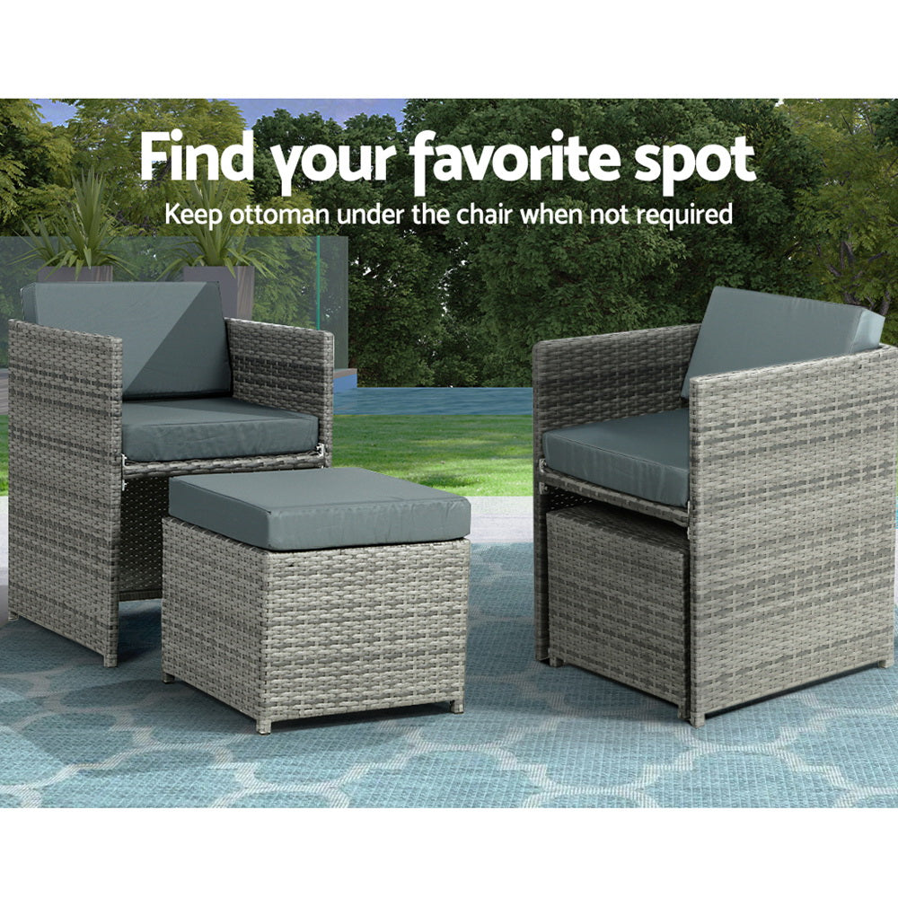 Gardeon Outdoor Dining Set 13 Piece Wicker Table Chairs Setting Grey - Cosy Abode