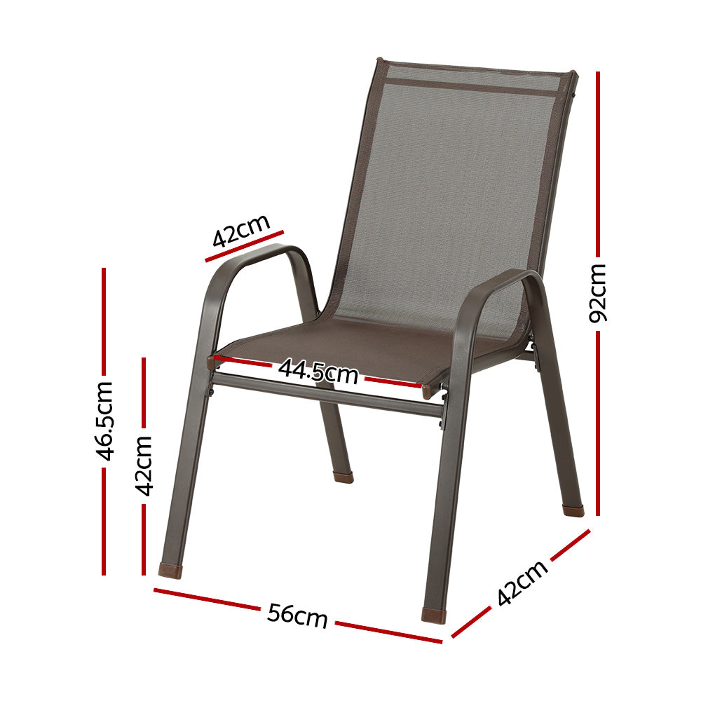 Gardeon 6PC Outdoor Dining Chairs Stackable Lounge Chair Patio Furniture Brown - Cosy Abode