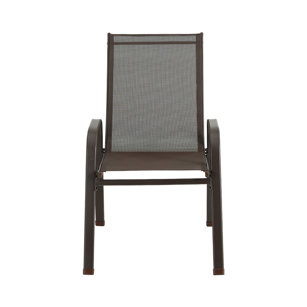 Gardeon 6PC Outdoor Dining Chairs Stackable Lounge Chair Patio Furniture Brown - Cosy Abode