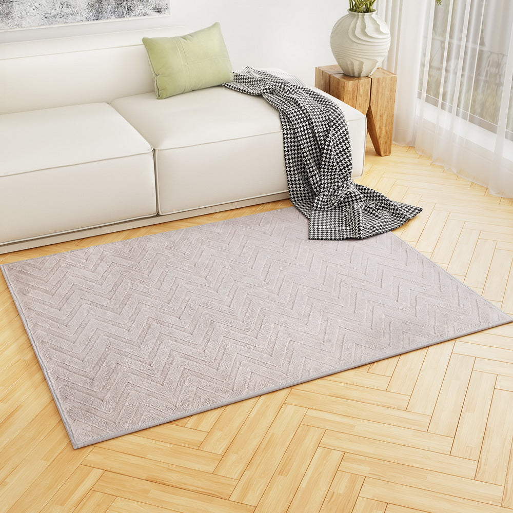 Artiss Floor Rugs 120x160cm Washable Area Mat Large Carpet Microfiber Ripple - Cosy Abode