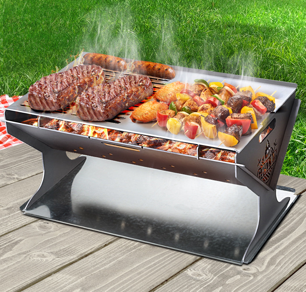 Grillz Fire Pit BBQ Grill Steel - Cosy Abode