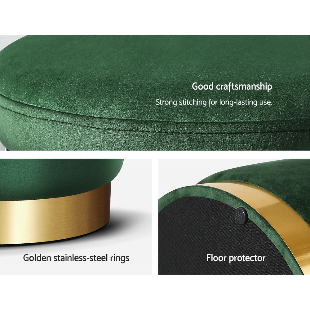 Artiss Ottoman Storage Foot Stool Round Velvet Green - Cosy Abode