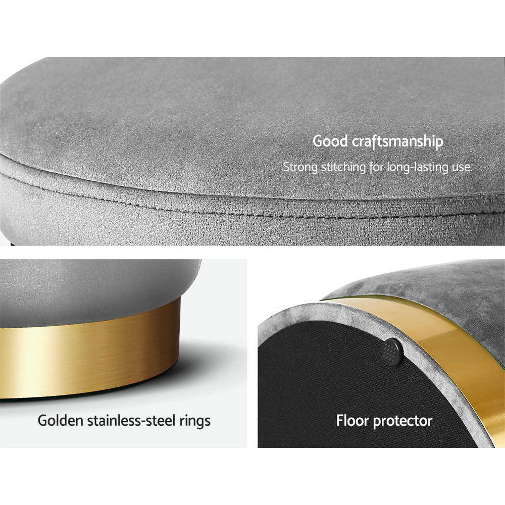 Artiss Ottoman Foot Stool Round Velvet Charcoal - Cosy Abode