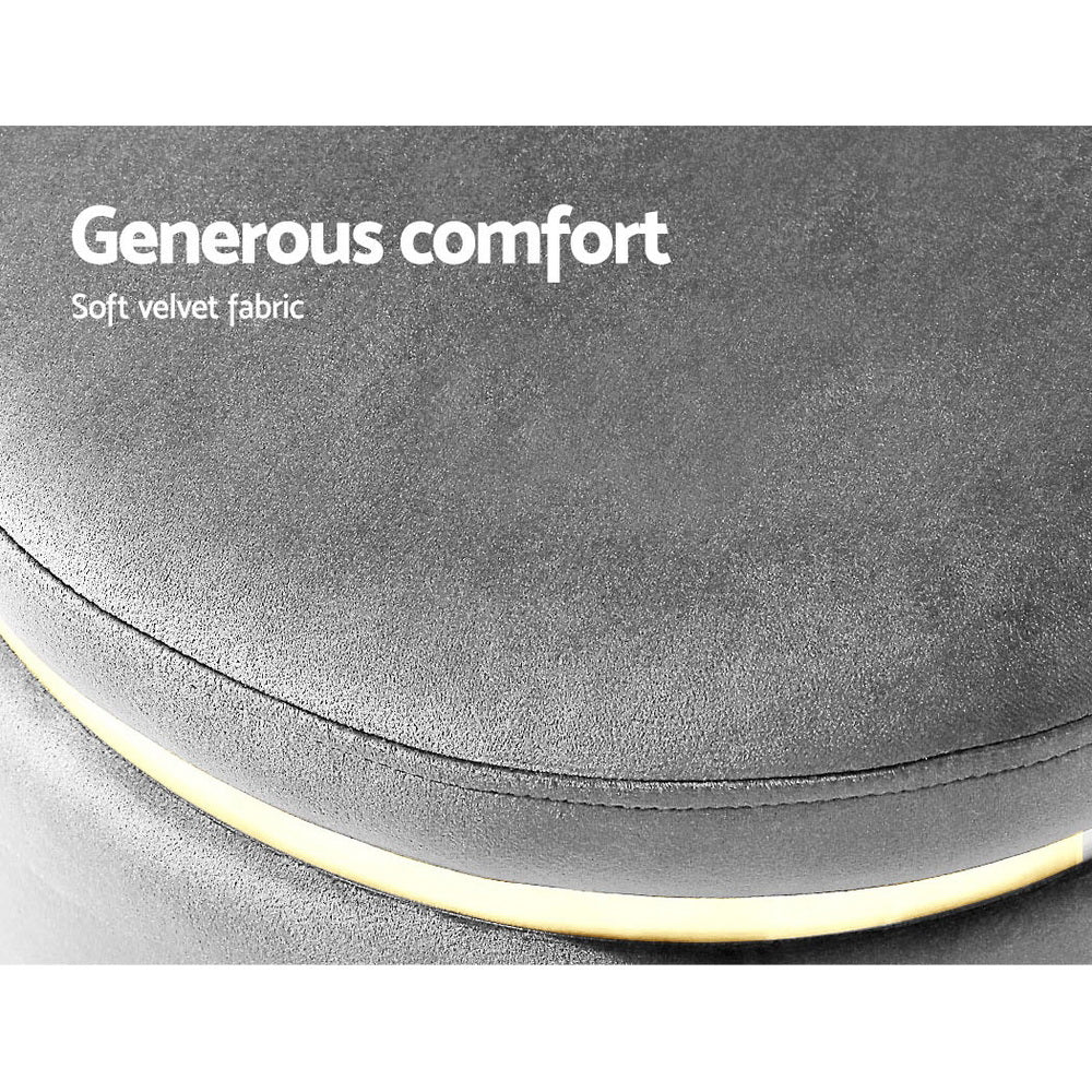 Artiss Ottoman Foot Stool Round Velvet Charcoal - Cosy Abode