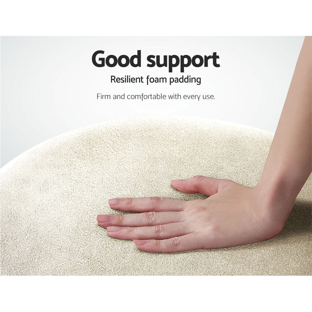 Artiss Ottoman Foot Stool Round Velvet Cream - Cosy Abode