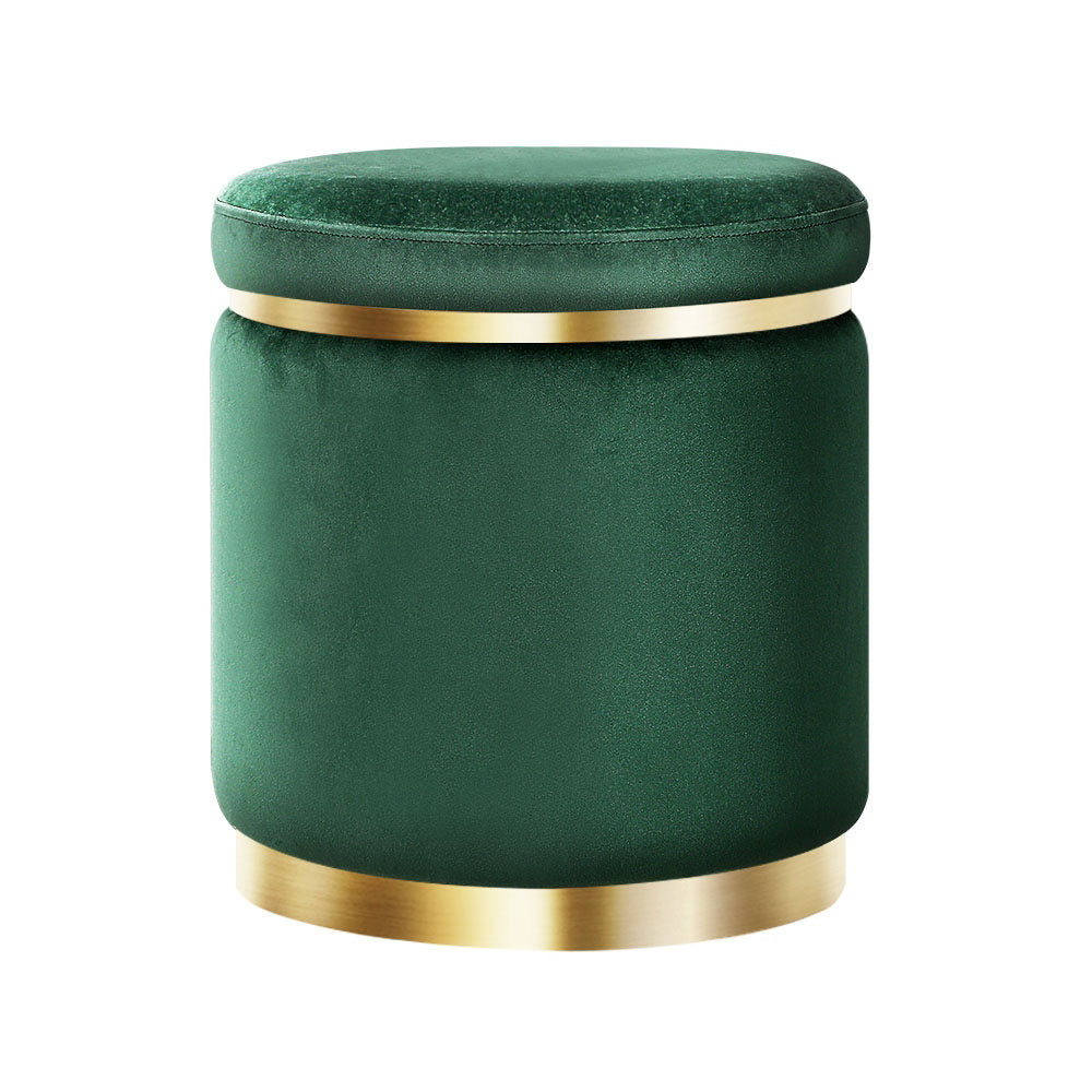 Artiss Ottoman Foot Stool Round Velvet Green - Cosy Abode