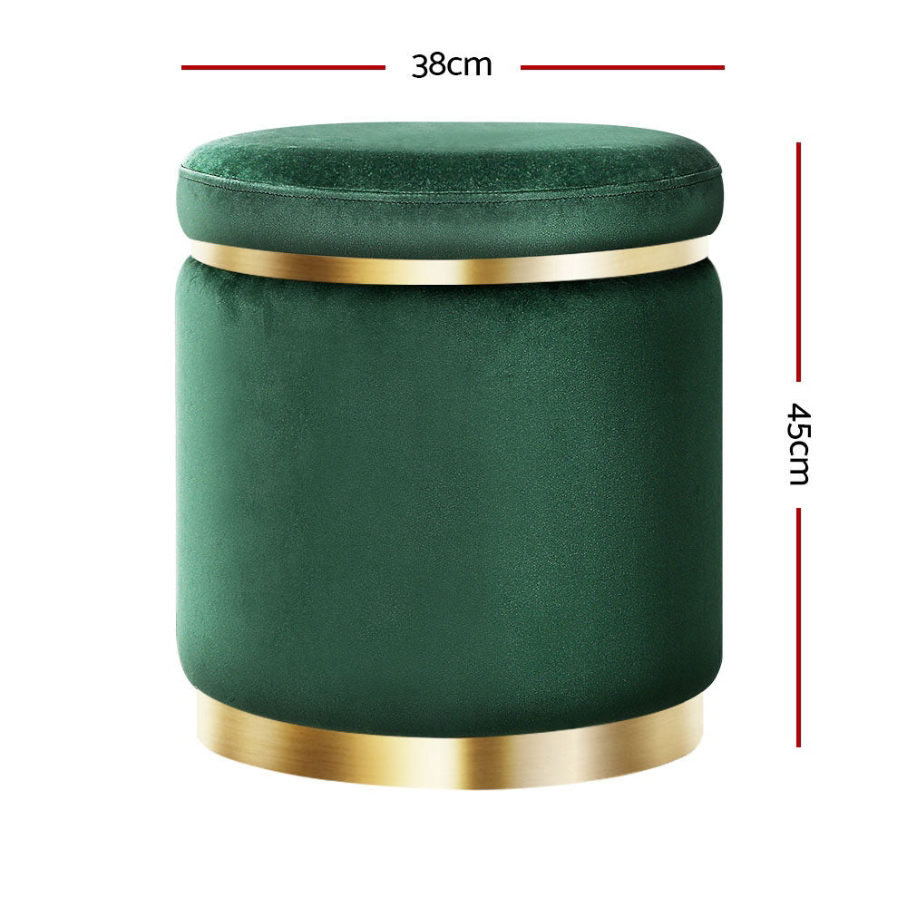 Artiss Ottoman Foot Stool Round Velvet Green - Cosy Abode