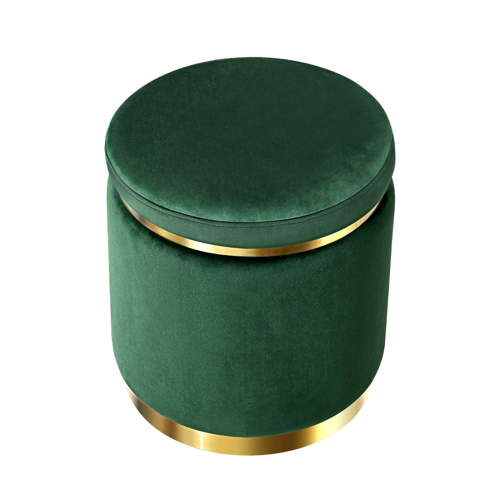 Artiss Ottoman Foot Stool Round Velvet Green - Cosy Abode