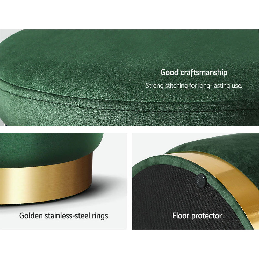 Artiss Ottoman Foot Stool Round Velvet Green - Cosy Abode