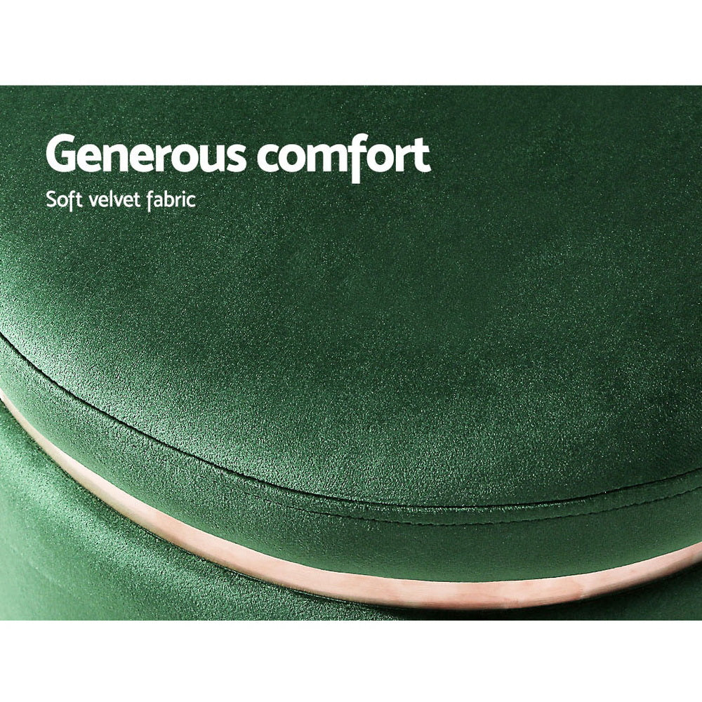 Artiss Ottoman Foot Stool Round Velvet Green - Cosy Abode