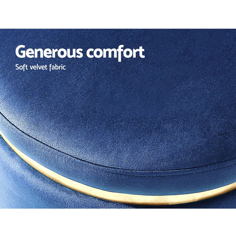 Artiss Ottoman Foot Stool Round Velvet Navy - Cosy Abode