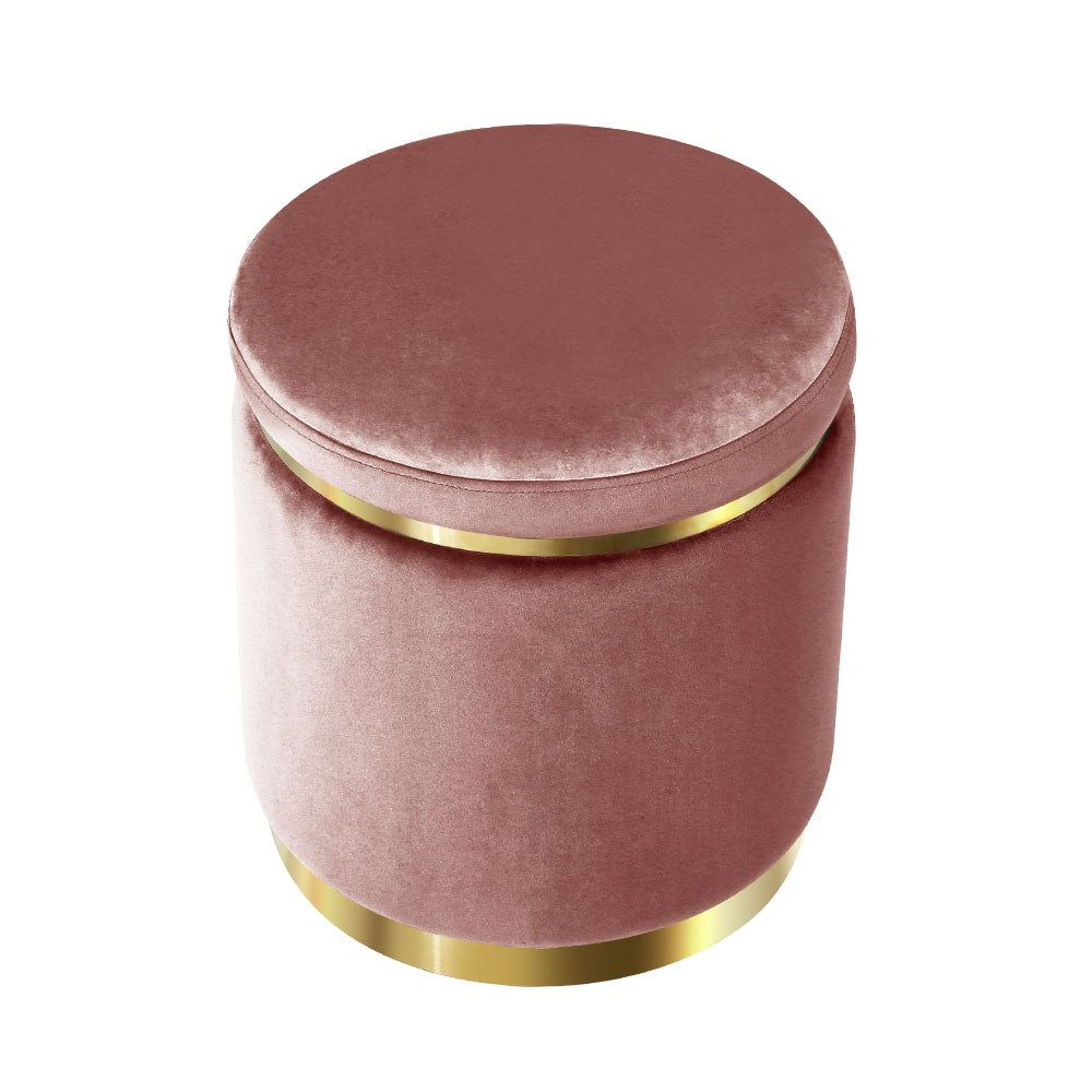 Artiss Ottoman Foot Stool Round Velvet Pink - Cosy Abode