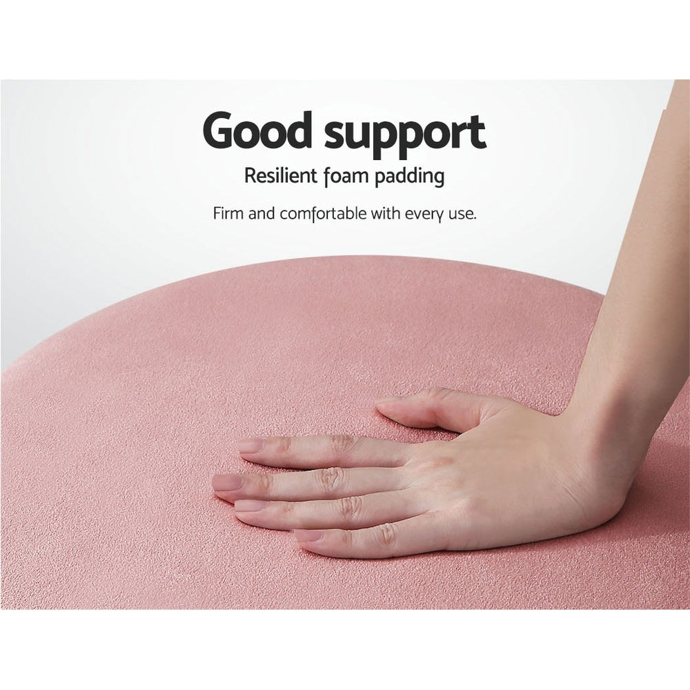 Artiss Ottoman Foot Stool Round Velvet Pink - Cosy Abode