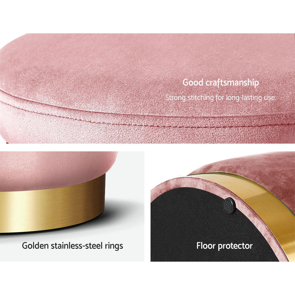 Artiss Ottoman Foot Stool Round Velvet Pink - Cosy Abode