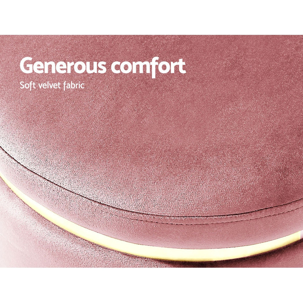 Artiss Ottoman Foot Stool Round Velvet Pink - Cosy Abode