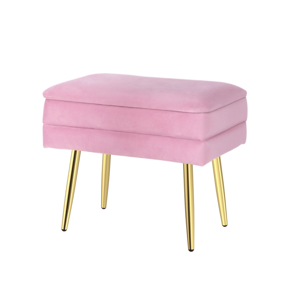 Artiss Ottoman Storage Foot Stool Velvet Pink - Cosy Abode