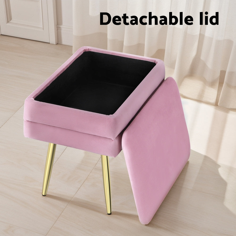 Artiss Ottoman Storage Foot Stool Velvet Pink - Cosy Abode