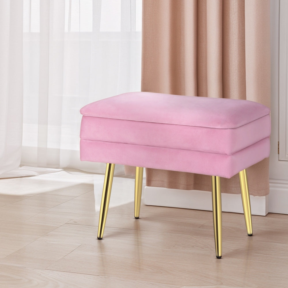 Artiss Ottoman Storage Foot Stool Velvet Pink - Cosy Abode