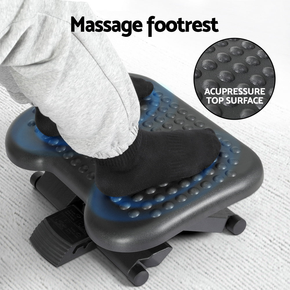 Artiss Foot Rest Stool Office Under Desk Angle Adjustable Footrest Massage Black - Cosy Abode