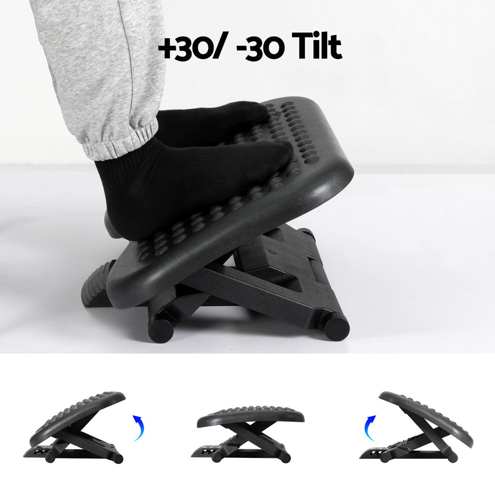Artiss Foot Rest Stool Office Under Desk Angle Adjustable Footrest Massage Black - Cosy Abode