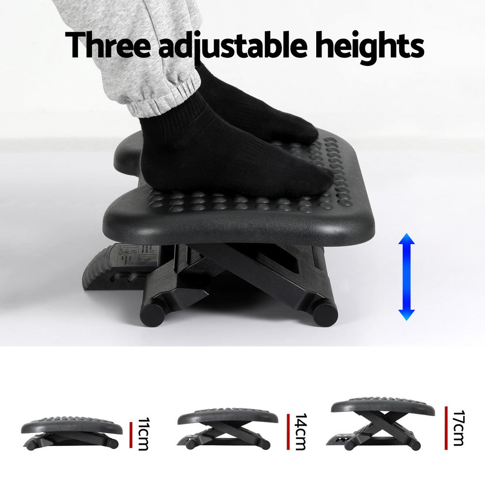 Artiss Foot Rest Stool Office Under Desk Angle Adjustable Footrest Massage Black - Cosy Abode