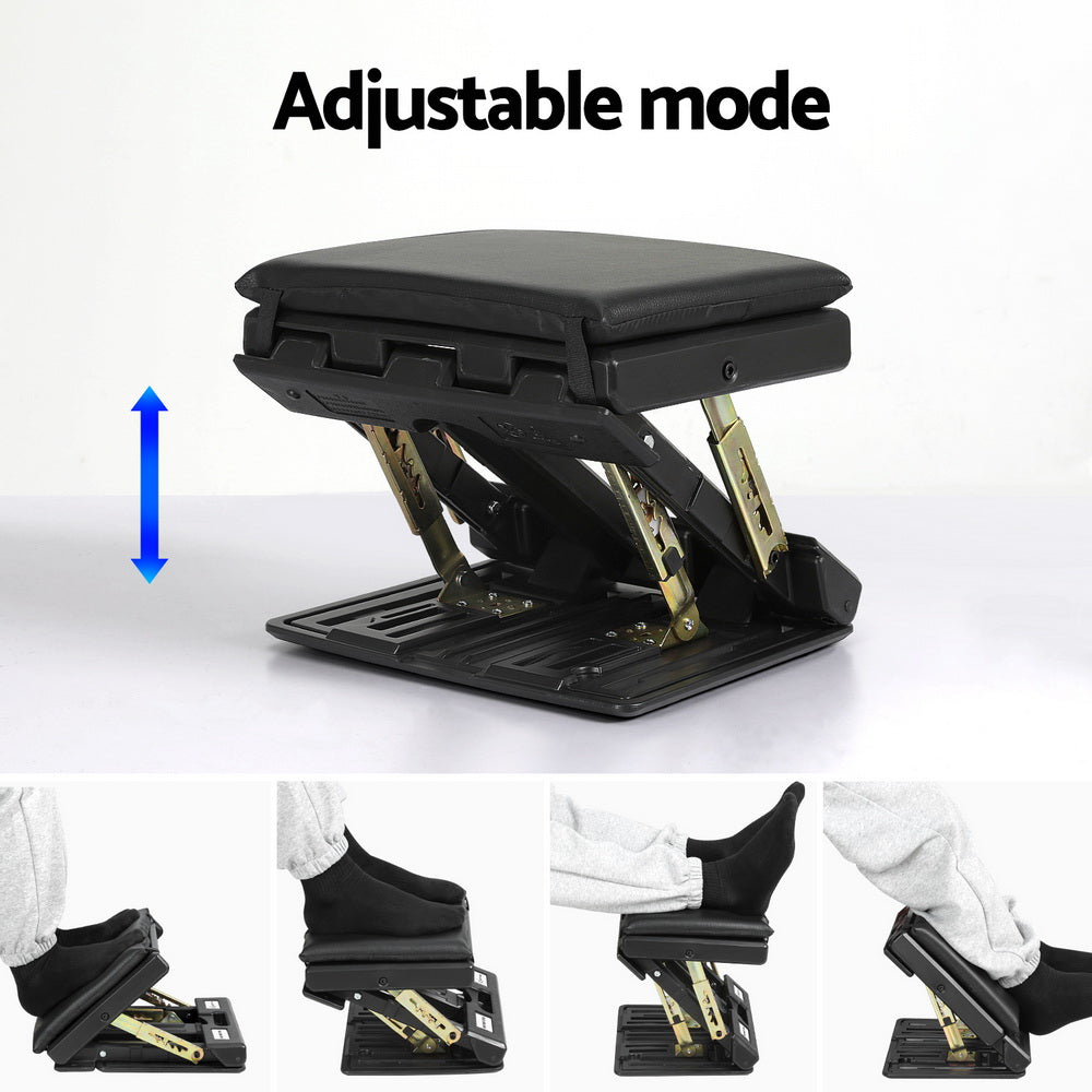Artiss Foot Rest Stool Office Under Desk Fold Footrest Massage Cushion Pad Black - Cosy Abode