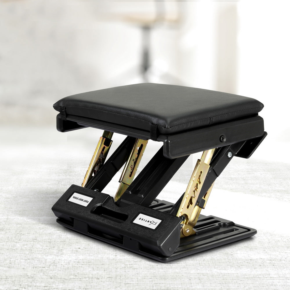 Artiss Foot Rest Stool Office Under Desk Fold Footrest Massage Cushion Pad Black - Cosy Abode