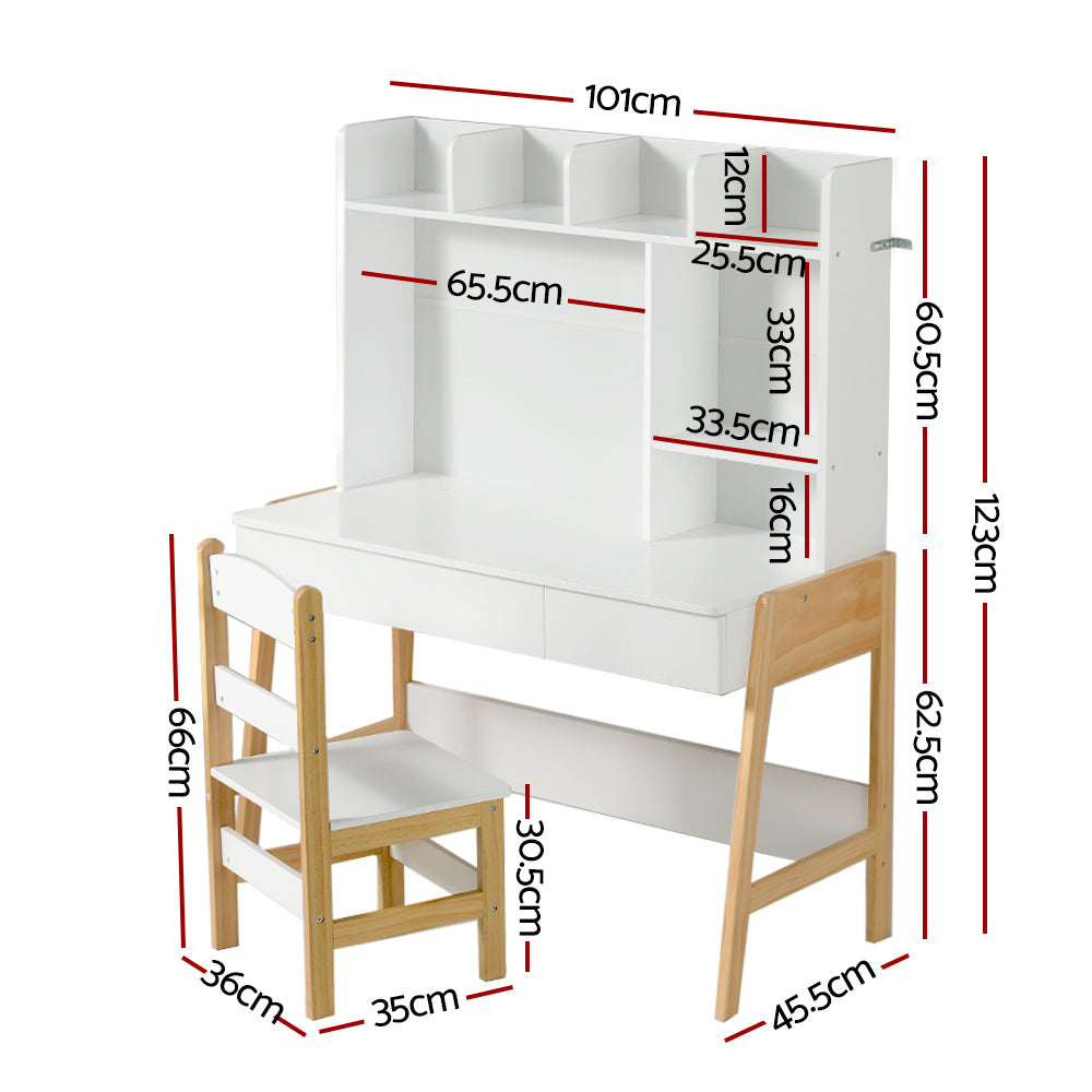 Keezi 2PCS Kids Table and Chairs Set Study Activity Toys Storage Desk Drawer - Cosy Abode