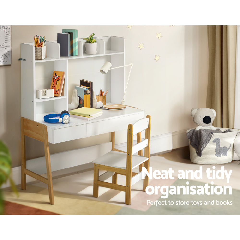 Keezi 2PCS Kids Table and Chairs Set Study Activity Toys Storage Desk Drawer - Cosy Abode