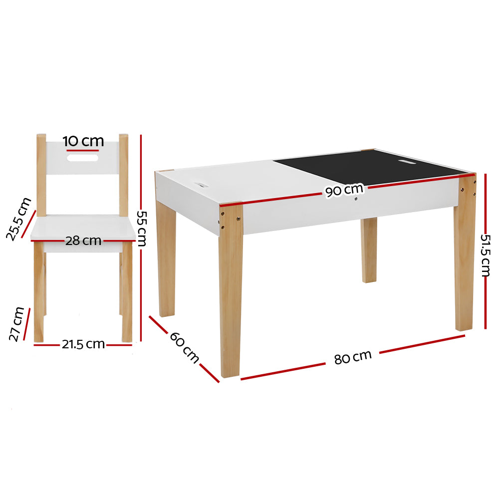 Keezi Kids Table Chair Set Children Storage Study Desk Toy Play Game Chalkboard - Cosy Abode