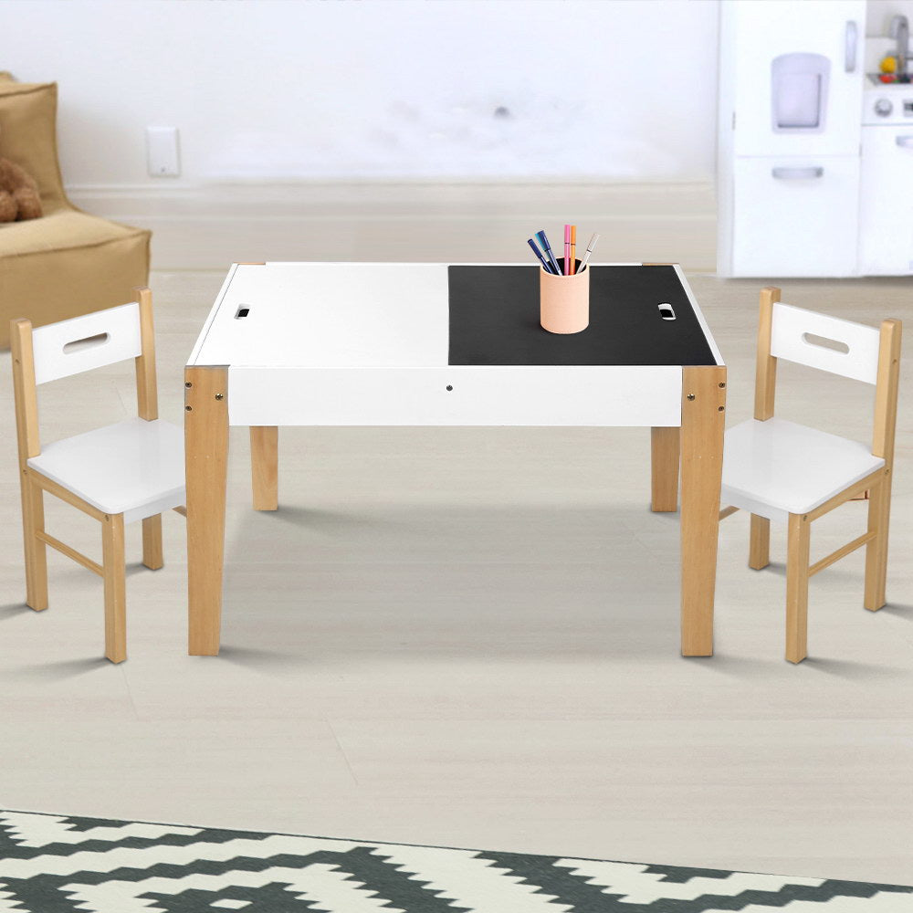 Keezi Kids Table Chair Set Children Storage Study Desk Toy Play Game Chalkboard - Cosy Abode