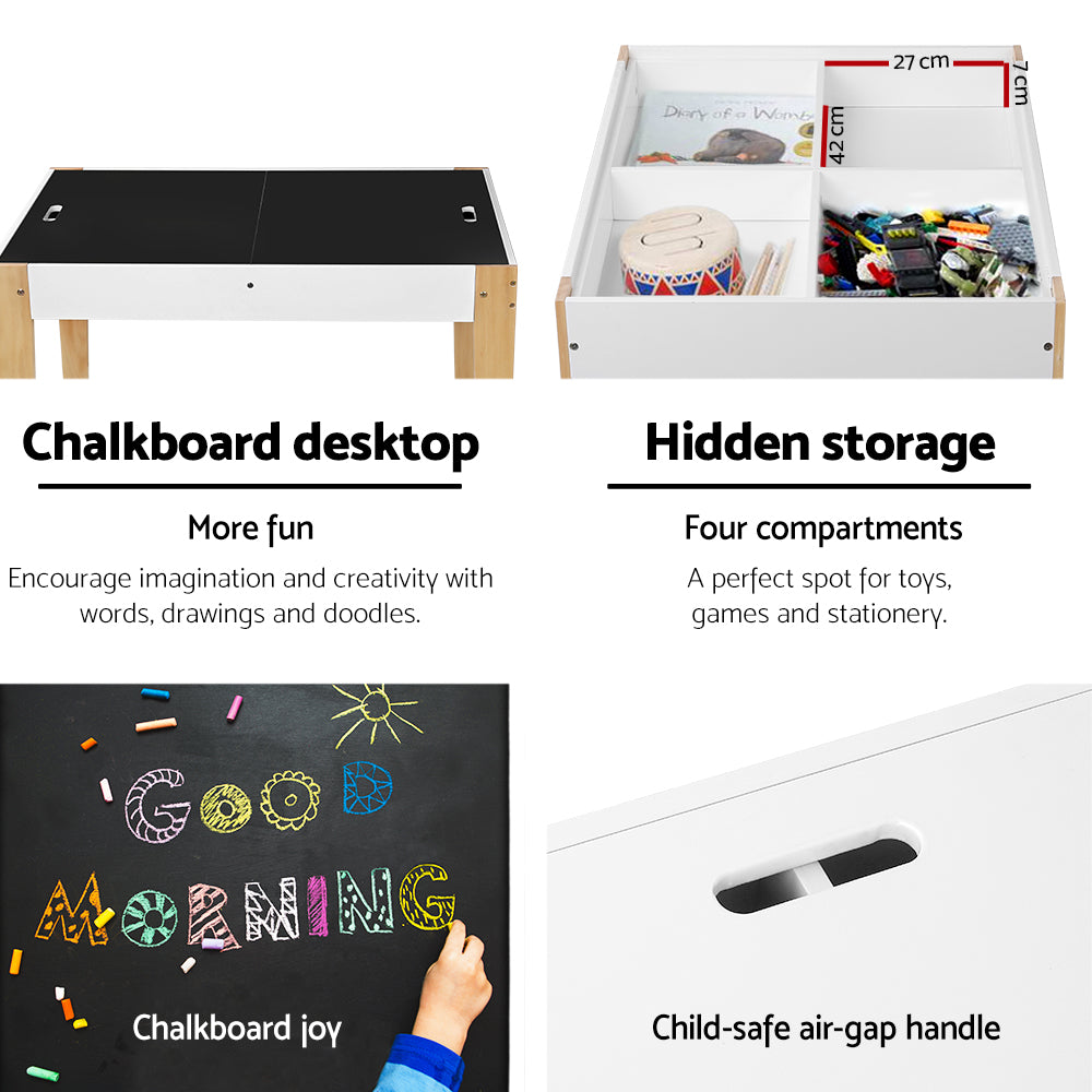 Keezi Kids Table Chair Set Children Storage Study Desk Toy Play Game Chalkboard - Cosy Abode