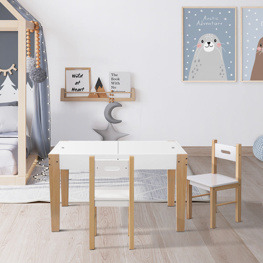 Keezi Kids Table Chair Set Children Storage Study Desk Toy Play Game Chalkboard - Cosy Abode