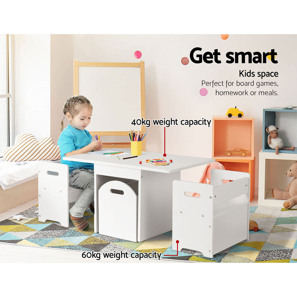 Keezi 3PCS Kids Table and Chairs Set Storage Toys Play Activity Desk - Cosy Abode