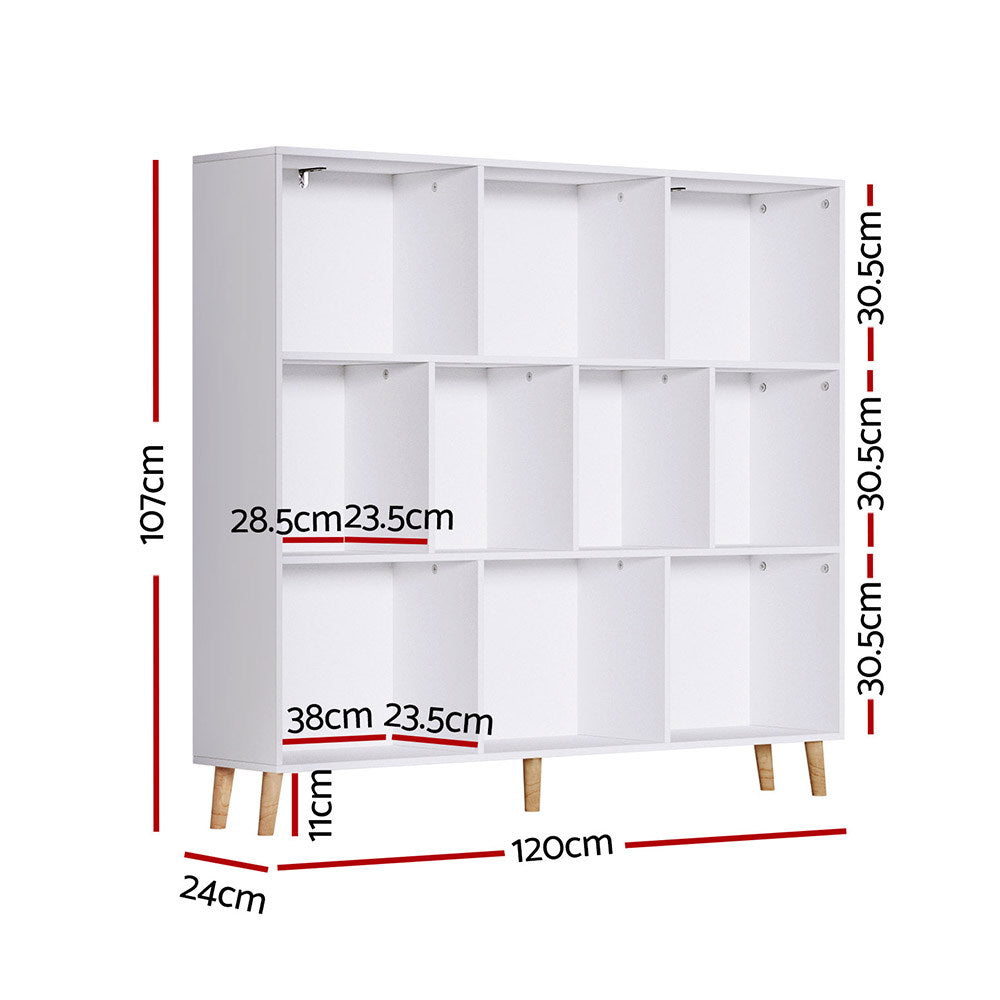 Artiss Bookshelf 3 Tiers 10 Cubes - CORA White - Cosy Abode