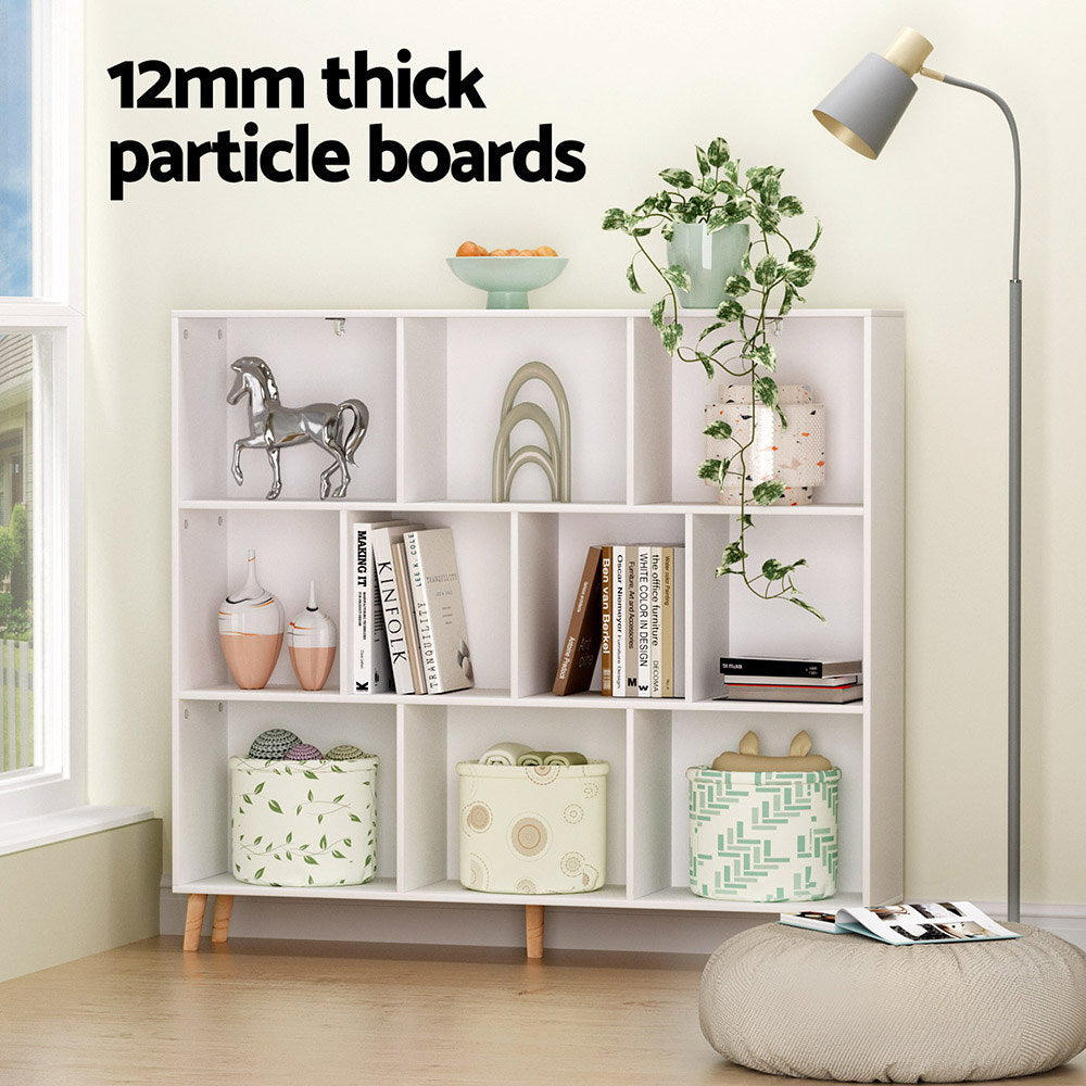 Artiss Bookshelf 3 Tiers 10 Cubes - CORA White - Cosy Abode