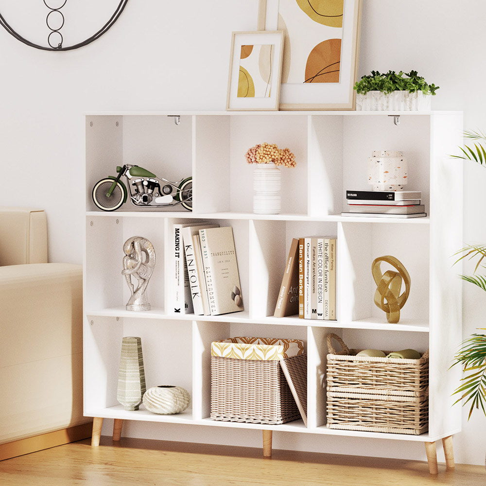 Artiss Bookshelf 3 Tiers 10 Cubes - CORA White - Cosy Abode