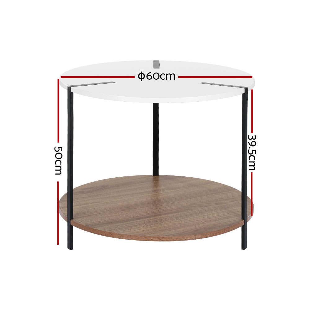 Artiss Coffee Table Side Table Round White Cedric - Cosy Abode
