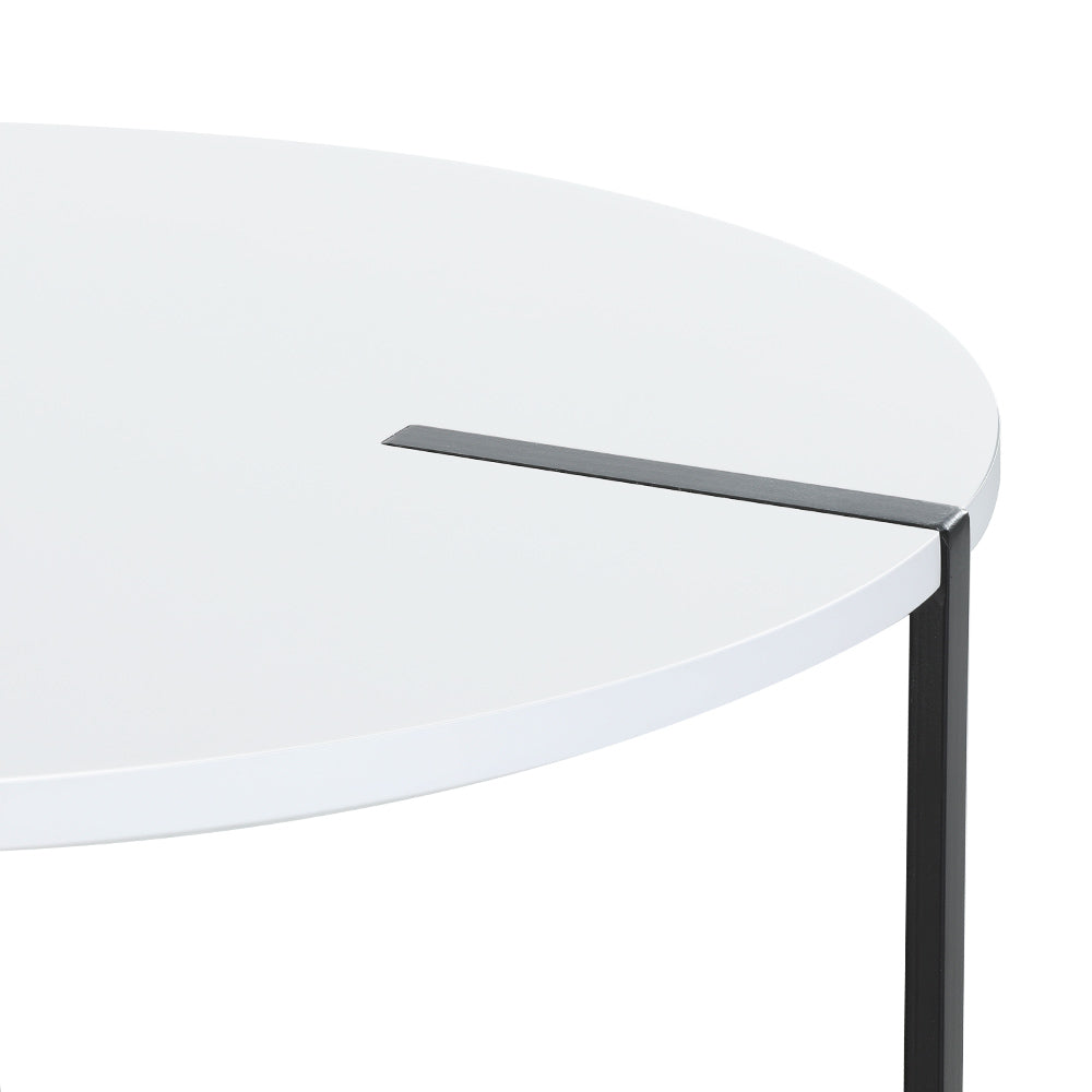 Artiss Coffee Table Side Table Round White Cedric - Cosy Abode